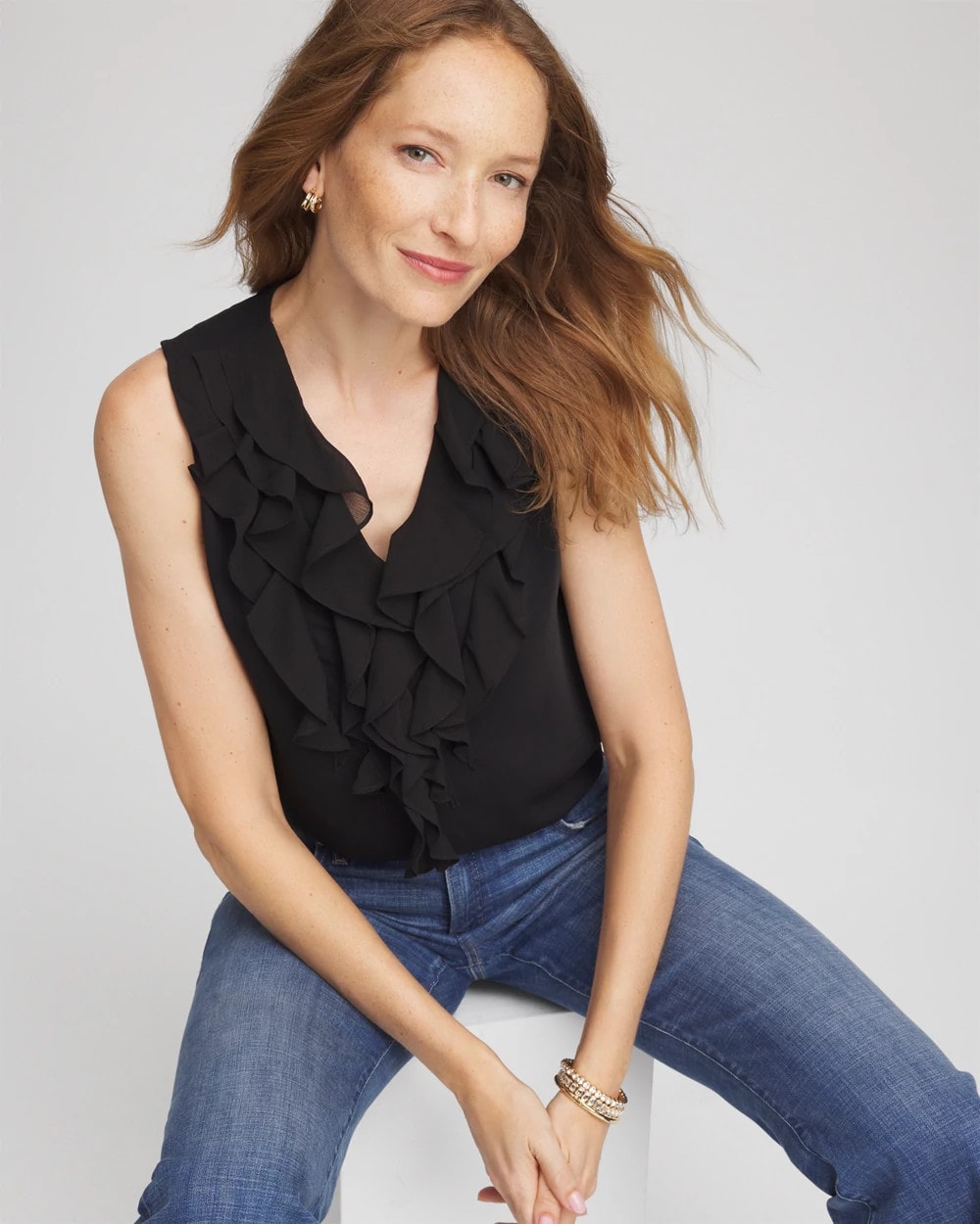 Chico's Women | Satin Ruffle Tank BLACK