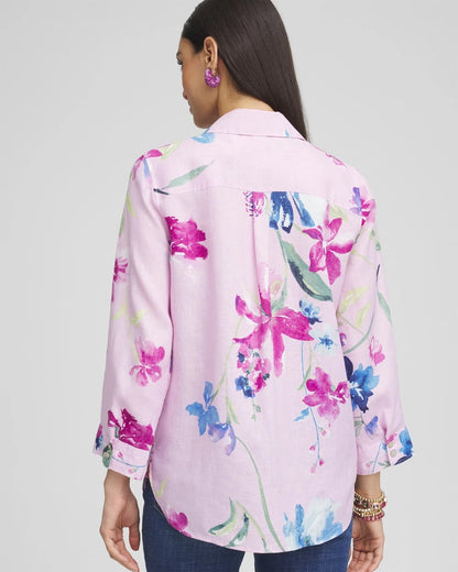 Chico's Women | No Iron™ Floral Linen Shirt ORCHID BLOSSOM
