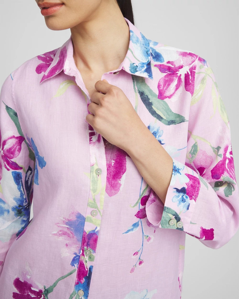 Chico's Women | No Iron™ Floral Linen Shirt ORCHID BLOSSOM