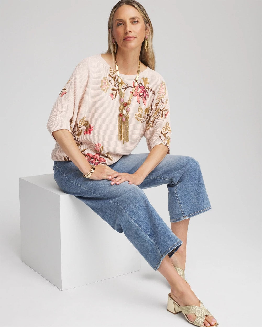 Chico's Women | Ribbed Combed Cotton Sweater MULTI