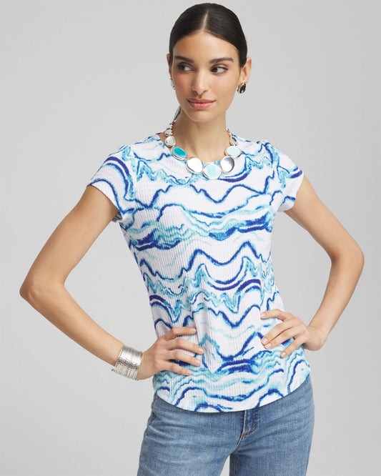 Chico's Women | Ocean Waves Cap Sleeve Dolman Tee ALABASTER