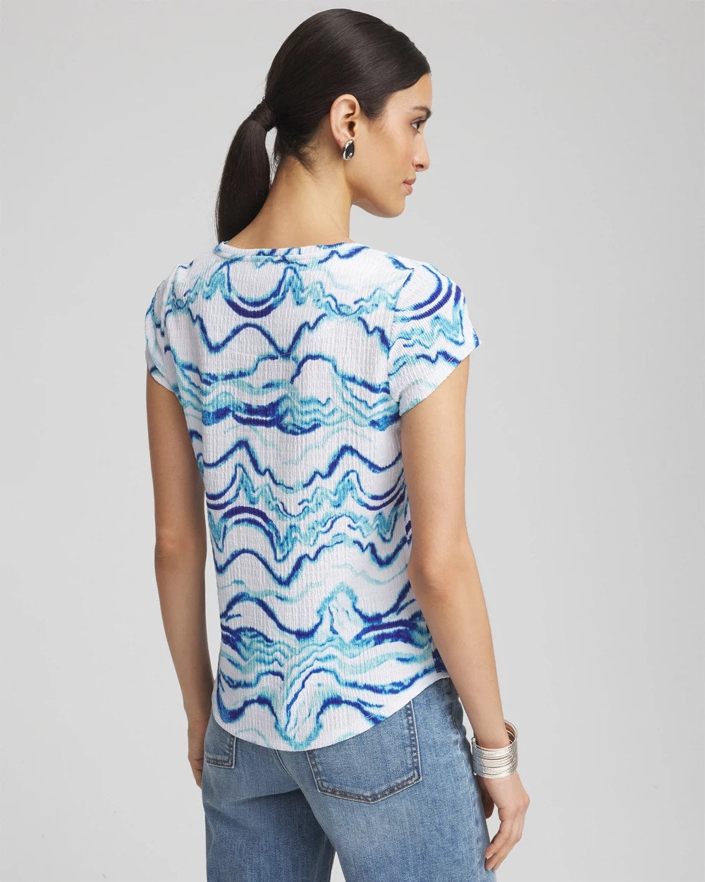 Chico's Women | Ocean Waves Cap Sleeve Dolman Tee ALABASTER