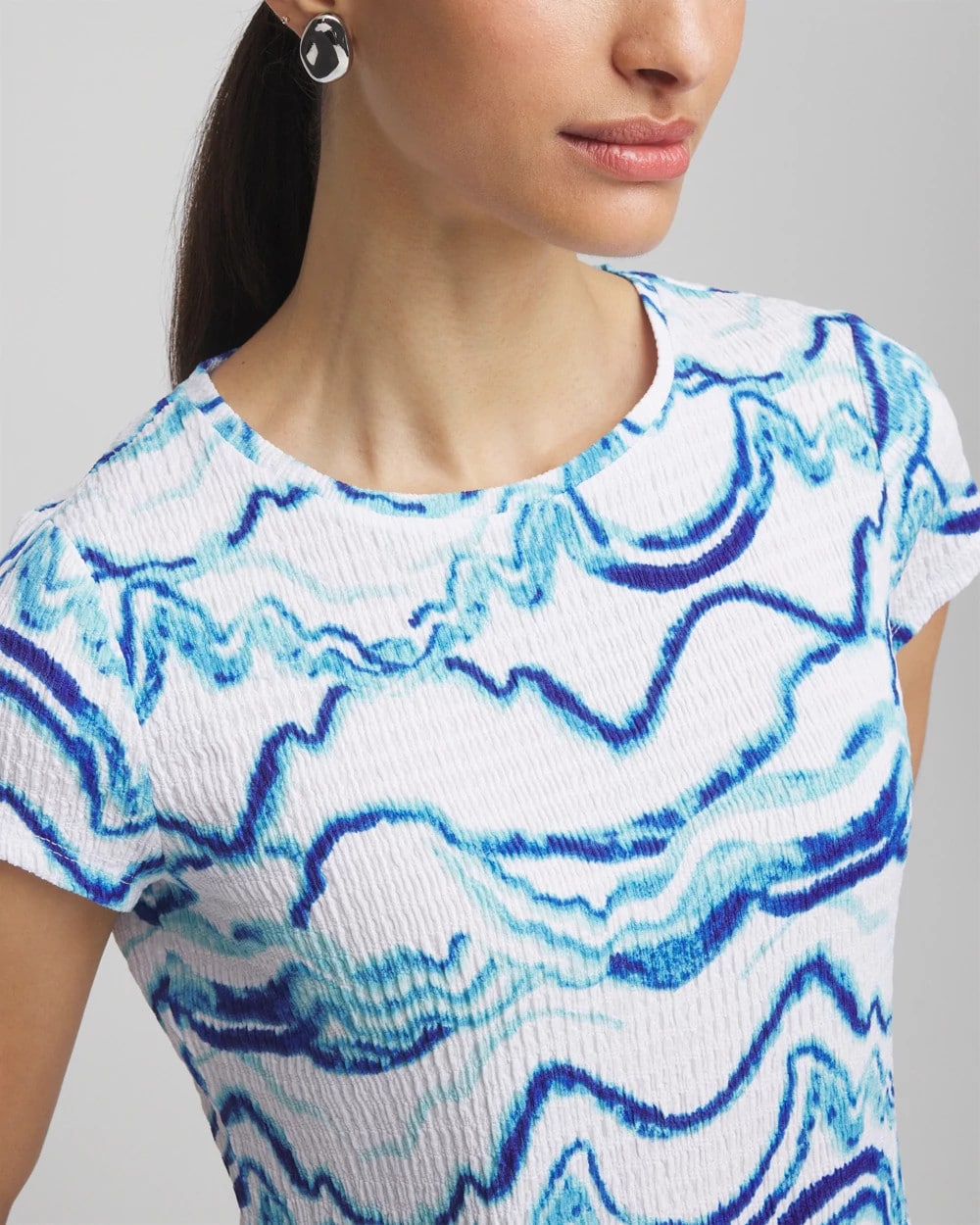 Chico's Women | Ocean Waves Cap Sleeve Dolman Tee ALABASTER