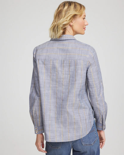 Chico's Women | Striped Soft Denim Popover INDIGO