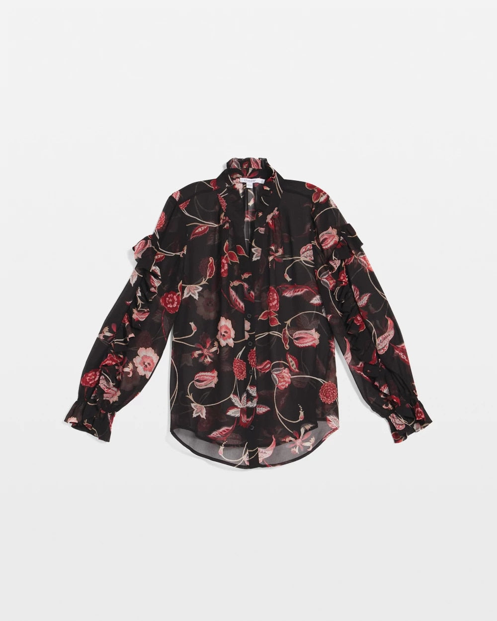 Chico's Women | Georgette Celtic Blooms Blouse BLACK