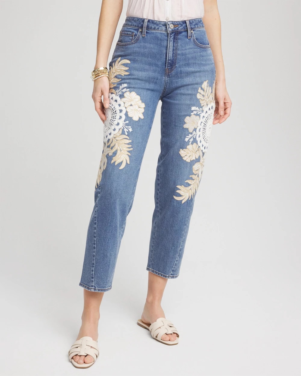 Chico's Women | Embellished Tapered Cropped Jean ALICANTE INDIGO