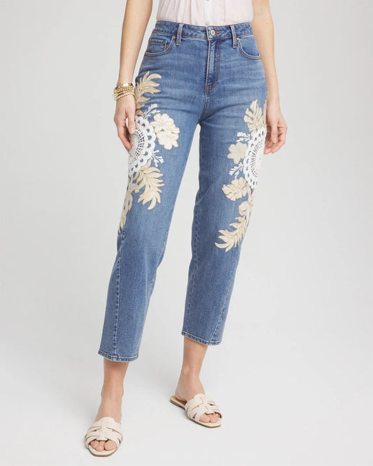 Chico's Women | Embellished Tapered Cropped Jean ALICANTE INDIGO