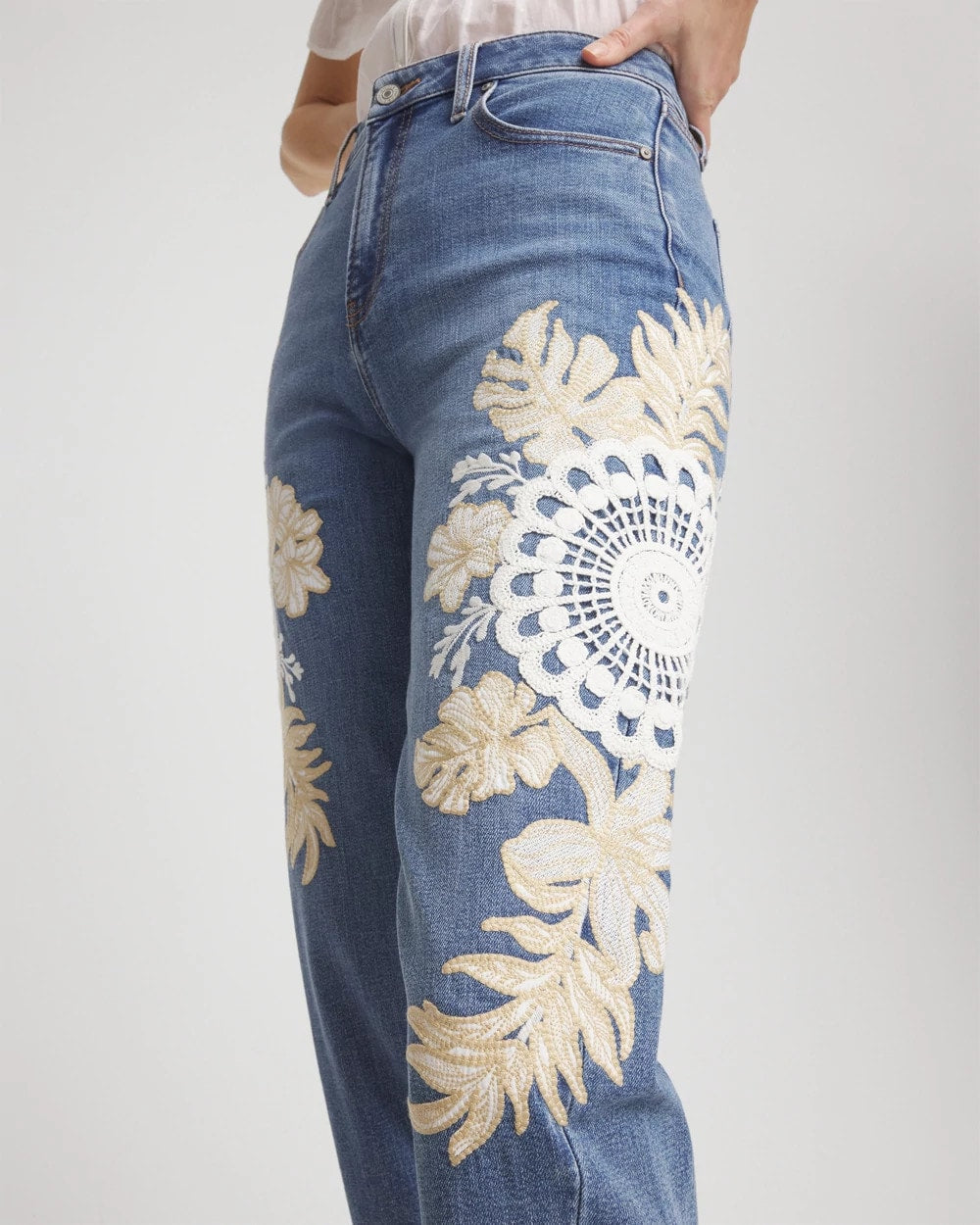 Chico's Women | Embellished Tapered Cropped Jean ALICANTE INDIGO