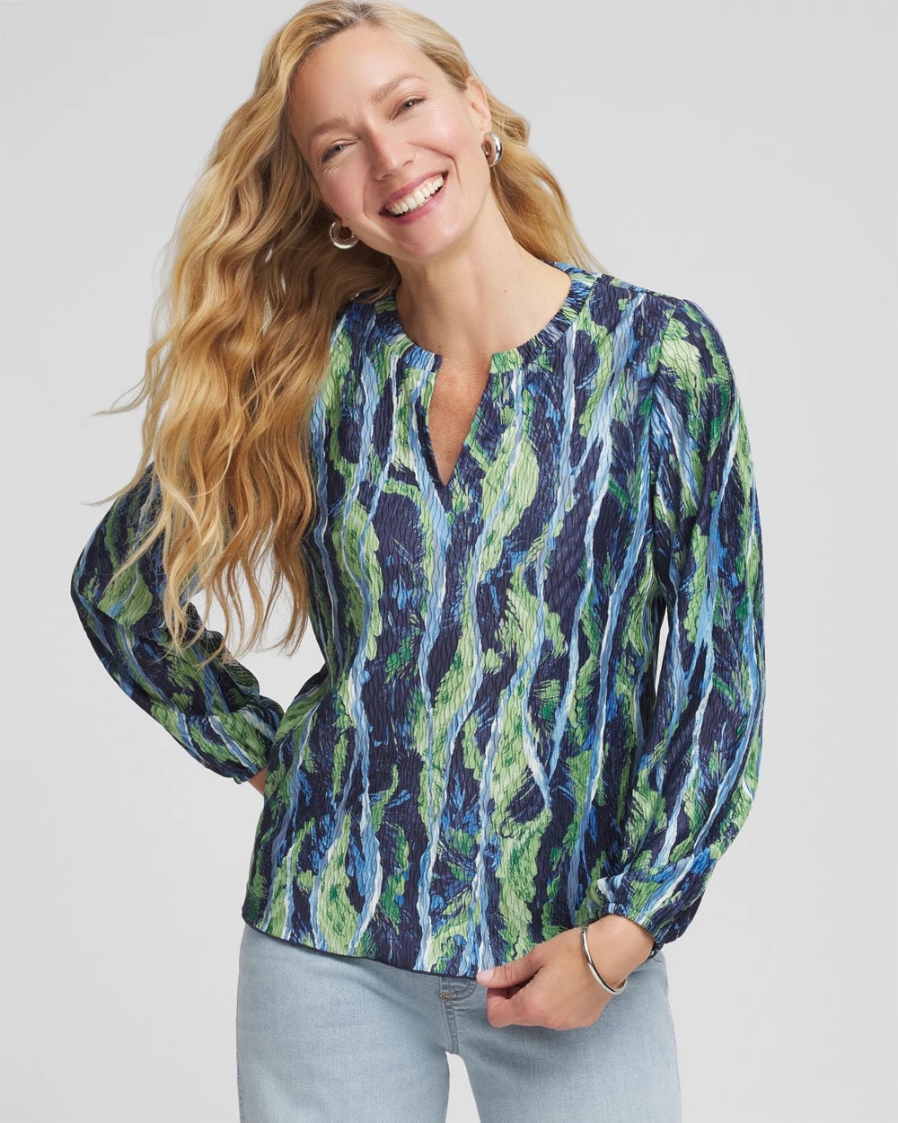Chico's Women | Ocean Plume Crinkle Top PASSPORT BLUE