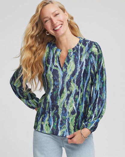 Chico's Women | Ocean Plume Crinkle Top PASSPORT BLUE
