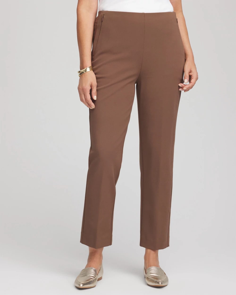 Chico's Women | Lightweight Juliet Straight Ankle Pants DRIED MUSHROOM