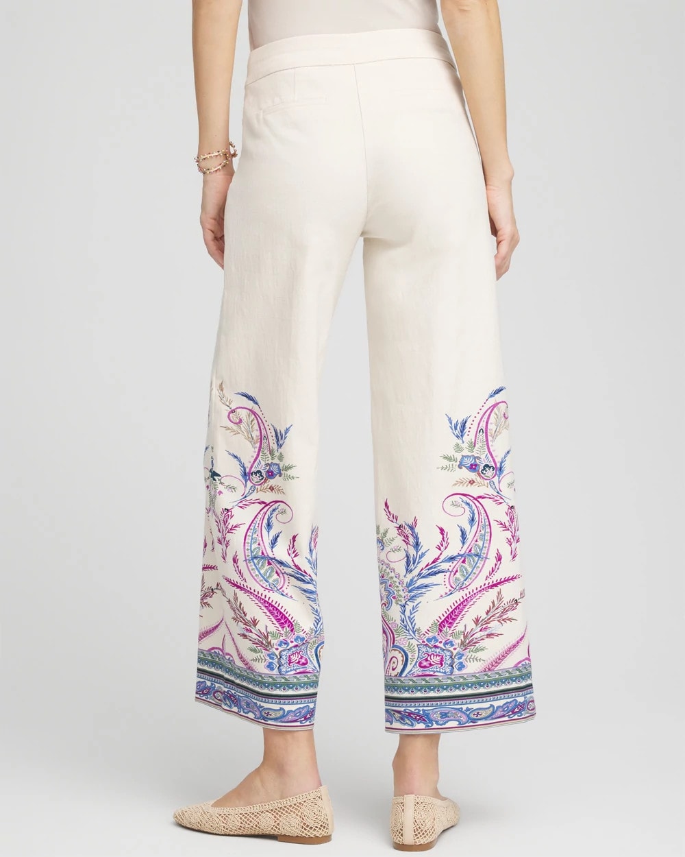Chico's Women | Brigitte™ Paisley Wide-Leg Cropped Pants VANILLA CREAM