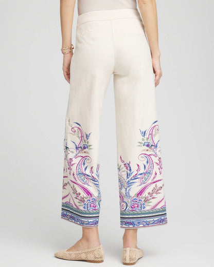 Chico's Women | Brigitte™ Paisley Wide-Leg Cropped Pants VANILLA CREAM