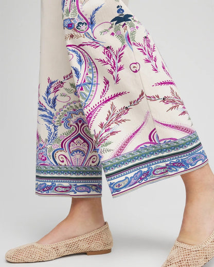 Chico's Women | Brigitte™ Paisley Wide-Leg Cropped Pants VANILLA CREAM