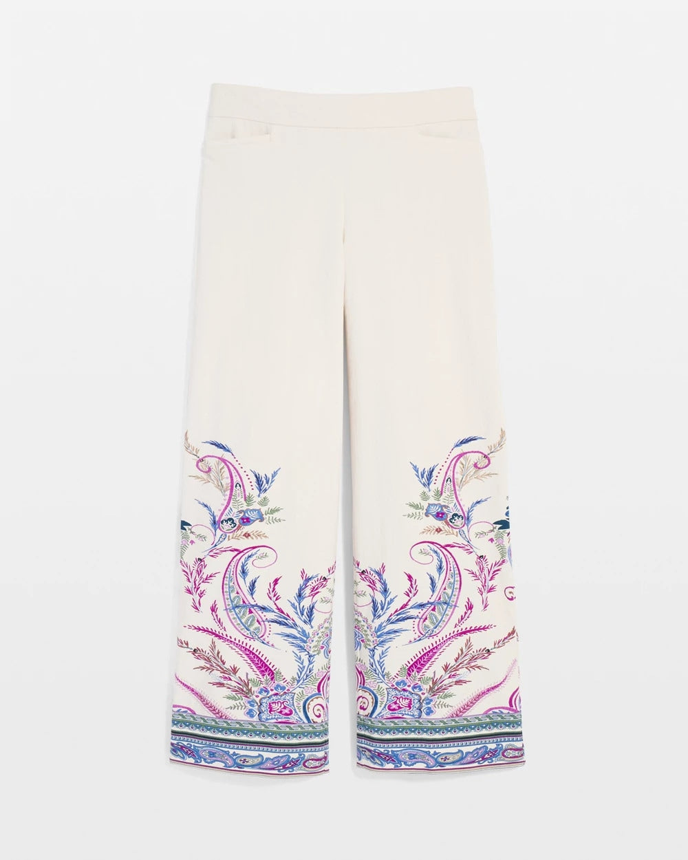 Chico's Women | Brigitte™ Paisley Wide-Leg Cropped Pants VANILLA CREAM