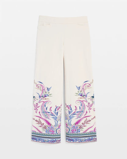 Chico's Women | Brigitte™ Paisley Wide-Leg Cropped Pants VANILLA CREAM