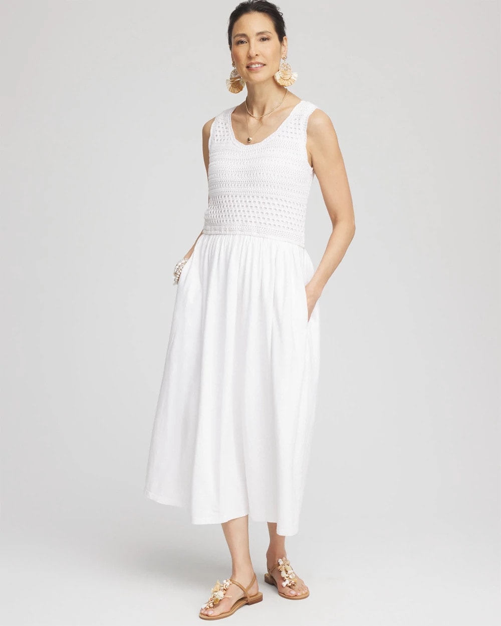 Chico's Women | Crochet-Bodice Maxi Dress ALABASTER