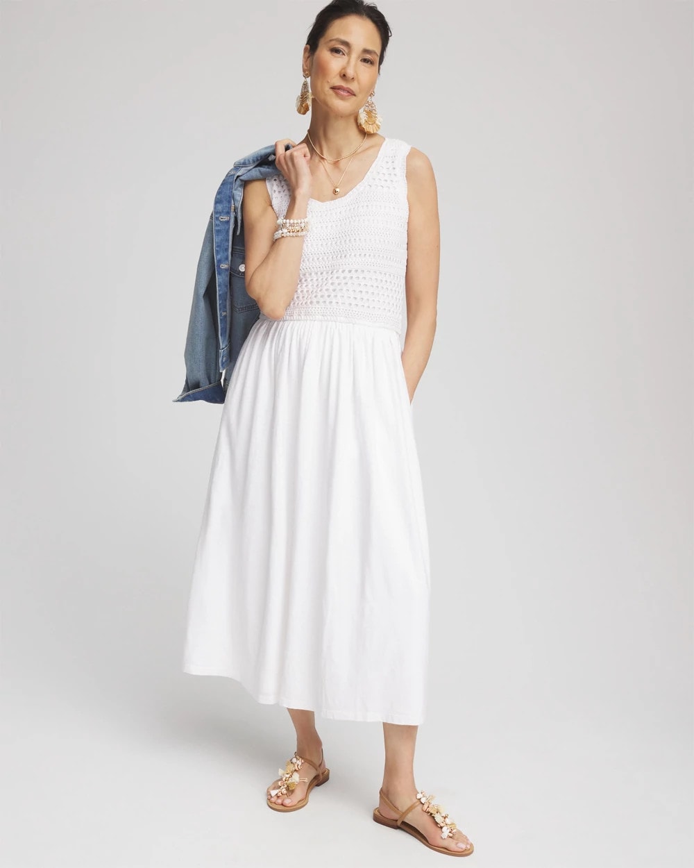 Chico's Women | Crochet-Bodice Maxi Dress ALABASTER