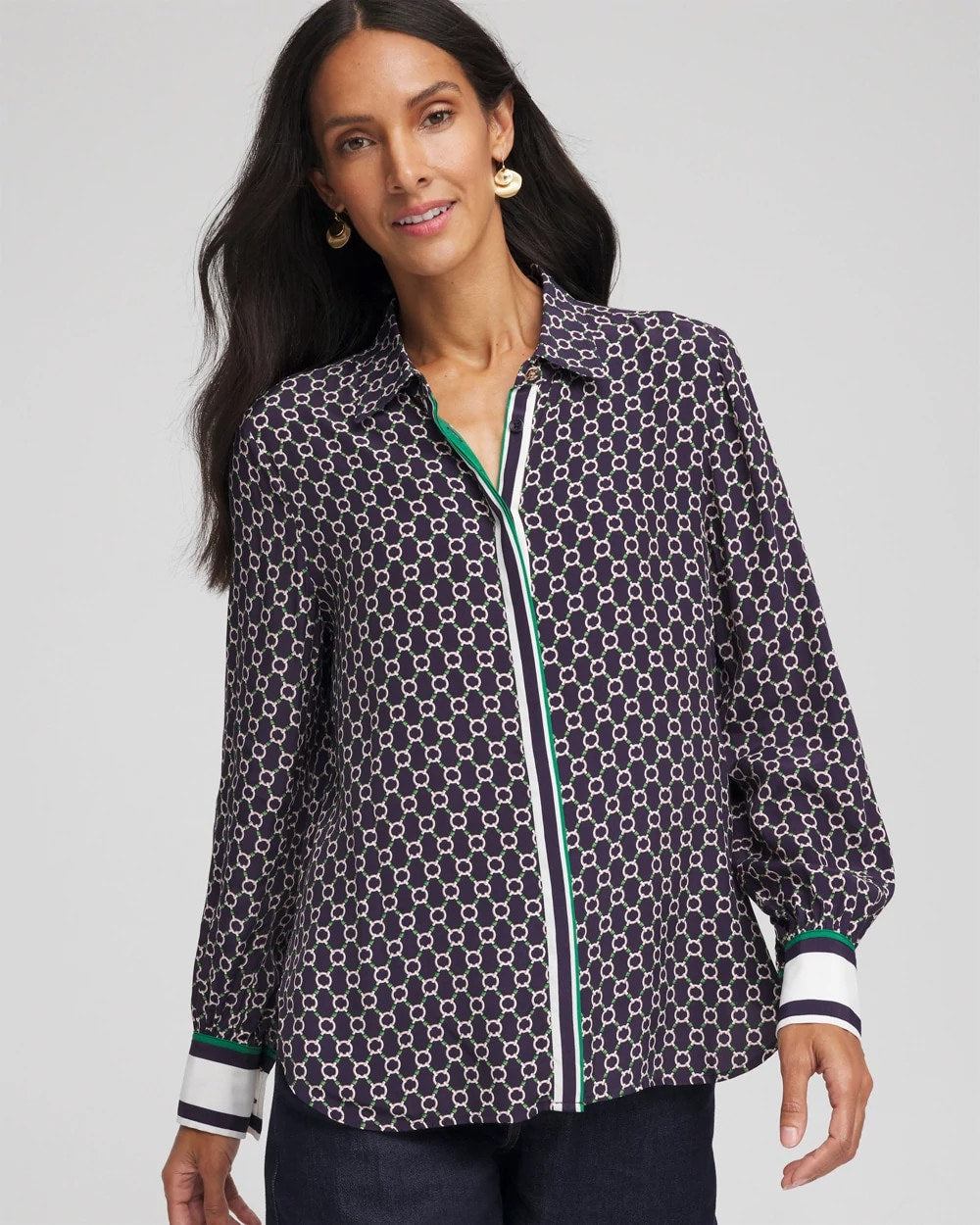 Chico's Women | Faux Silk Twill Shirt PASSPORT BLUE