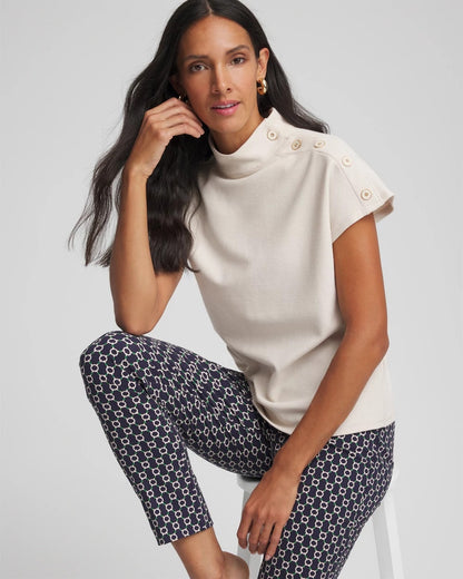 Chico's Women | Ottoman Cap Sleeve Tee WHITE TRUFFLE