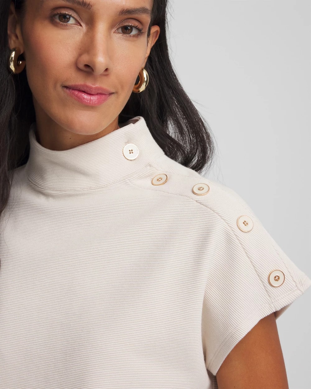 Chico's Women | Ottoman Cap Sleeve Tee WHITE TRUFFLE