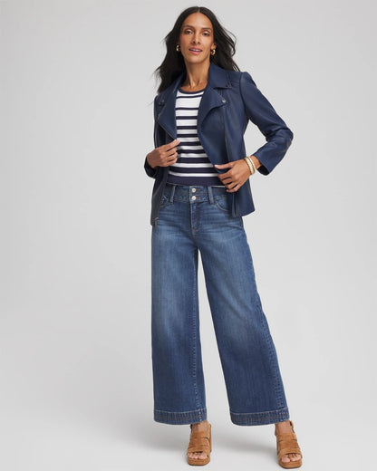 Chico's Women | Striped 3/4 Sleeve Perfect Tee PASSPORT BLUE