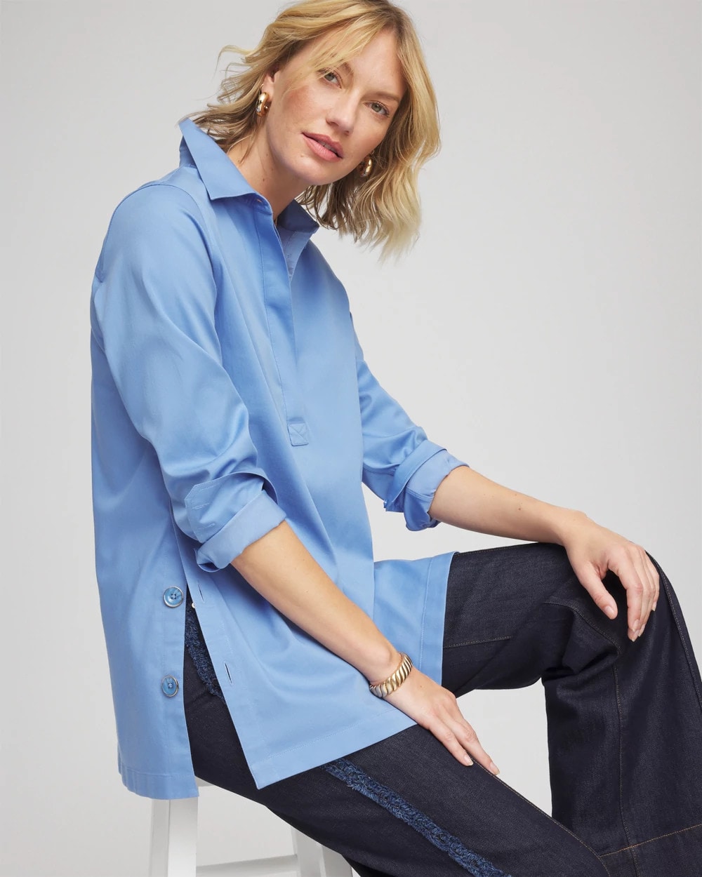 Chico's Women | No Iron™ Stretch Tunic TIDAL BLUE