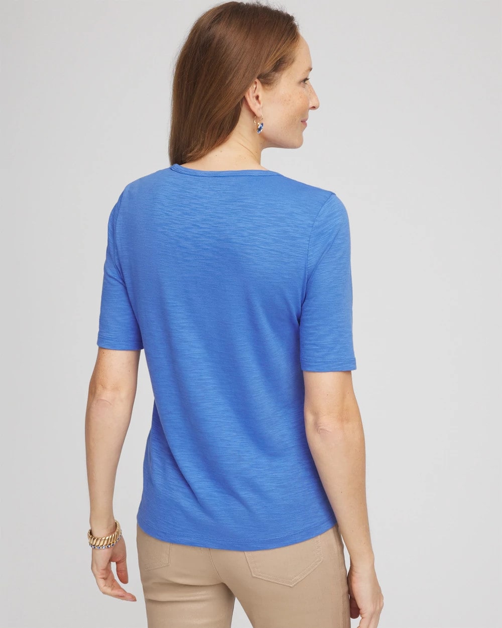 Chico's Women | Slub Crewneck Button Tee BLUE PEARL