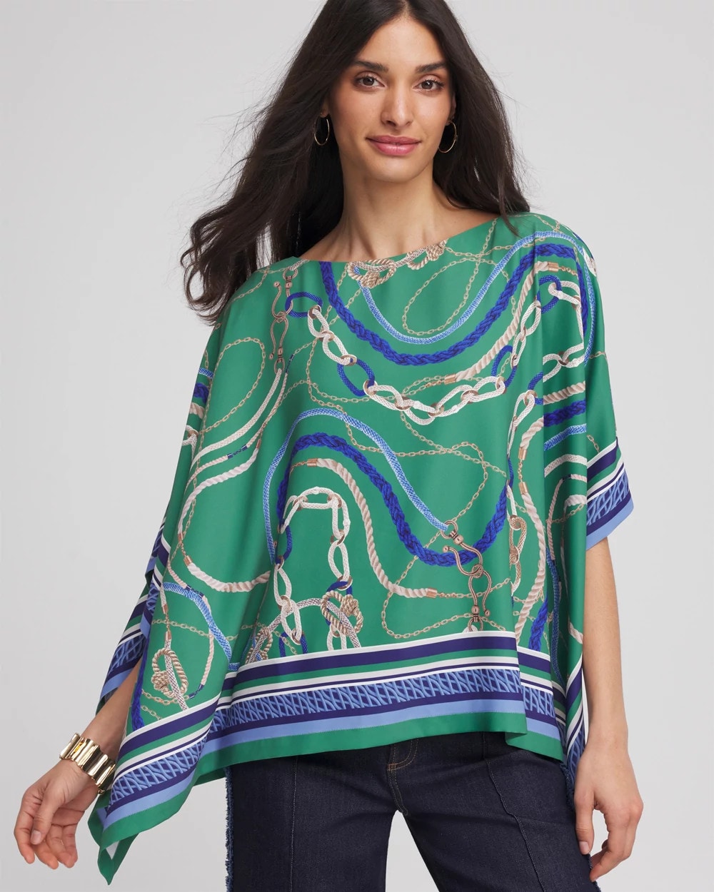 Chico's Women | Rope Relic Poncho JARDIN GREEN