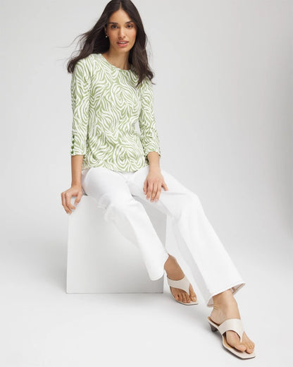 Chico's Women | Pima Button Sleeve Tee GRASSY GREEN