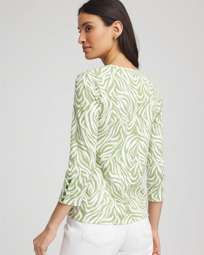 Chico's Women | Pima Button Sleeve Tee GRASSY GREEN