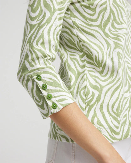 Chico's Women | Pima Button Sleeve Tee GRASSY GREEN