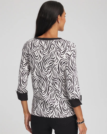 Chico's Women | Pima Jewel Neck Contrast Tee BLACK