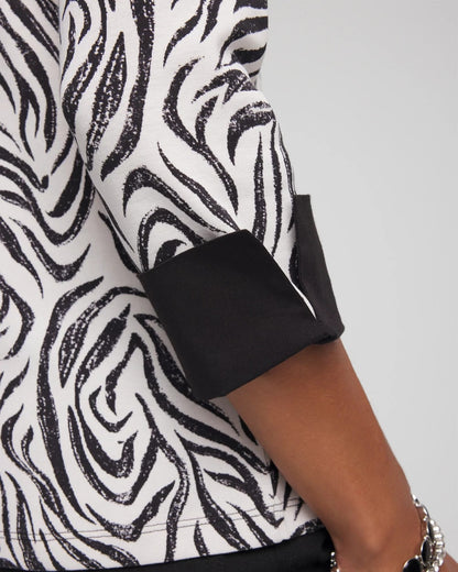 Chico's Women | Pima Jewel Neck Contrast Tee BLACK