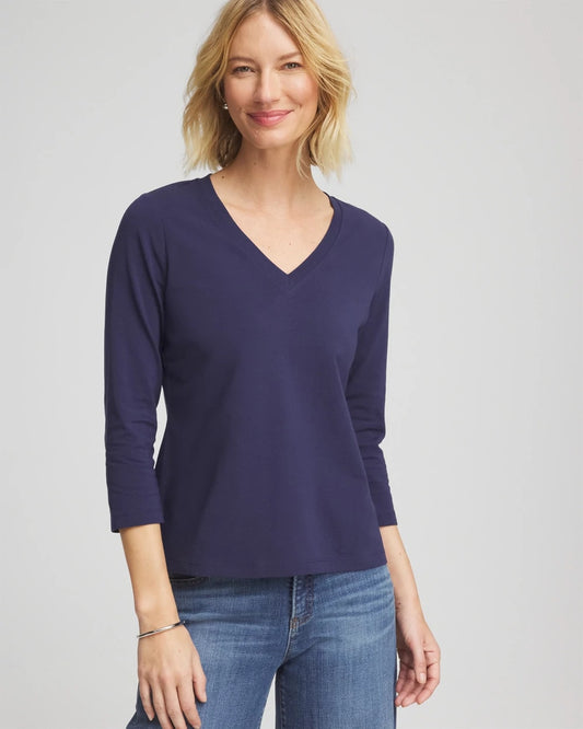 Chico's Women | 3/4 Sleeve Perfect Tee PASSPORT BLUE