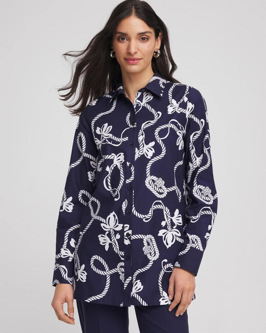 Chico's Women | No Iron™ Rope Print Tunic PASSPORT BLUE