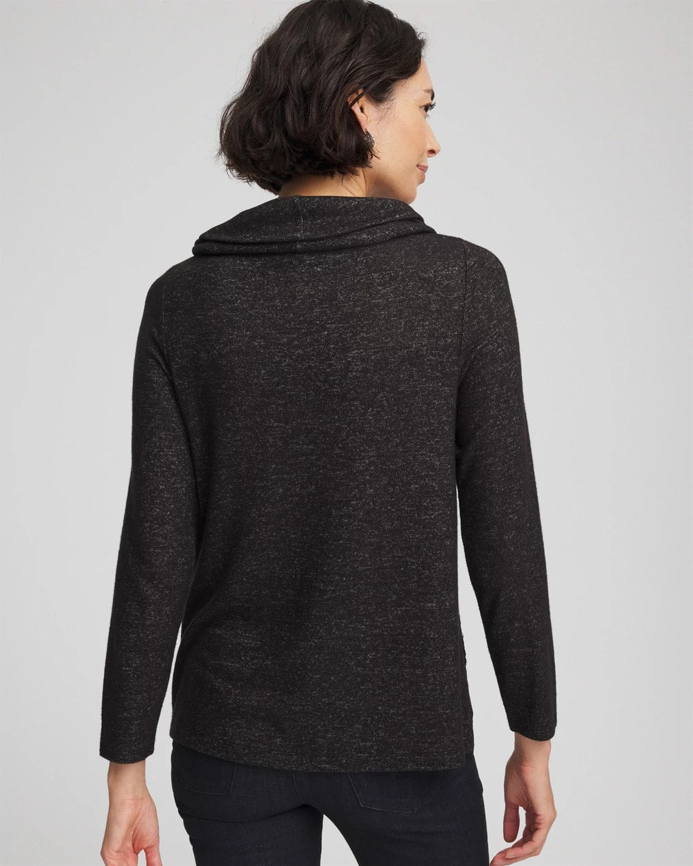 Chico's Women | Lace Hem Cowlneck Top BLACK