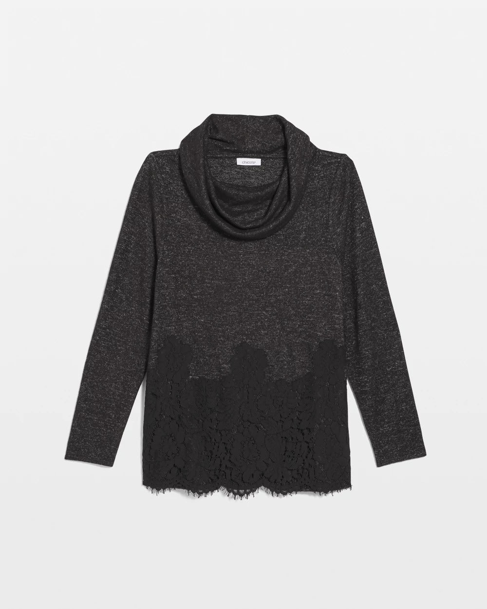 Chico's Women | Lace Hem Cowlneck Top BLACK