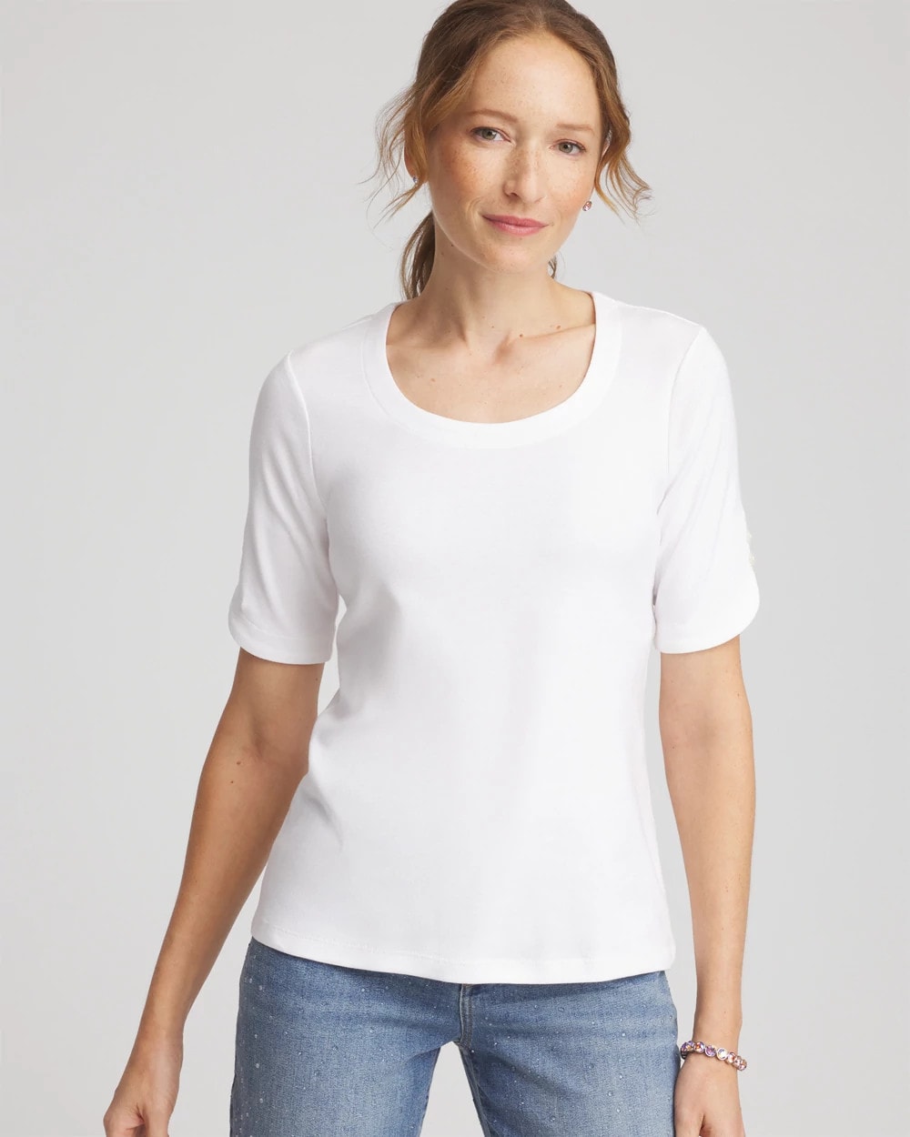 Chico's Women | Short Sleeve Pima Tee ALABASTER