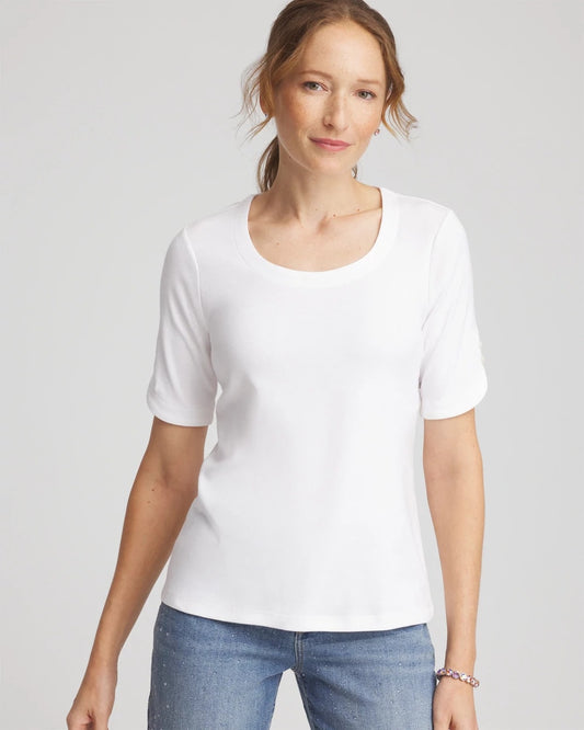 Chico's Women | Short Sleeve Pima Tee ALABASTER