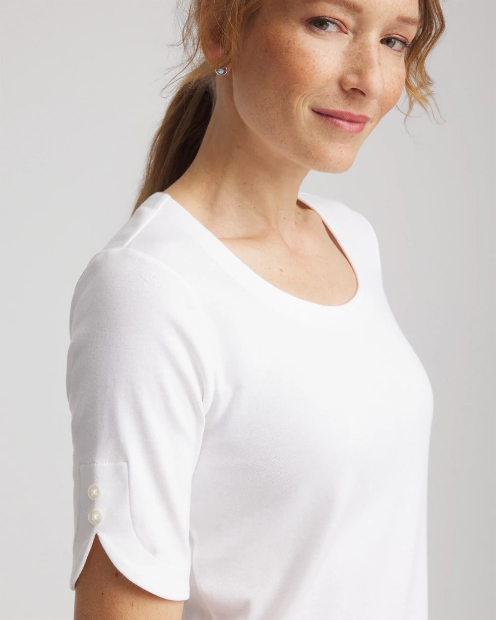 Chico's Women | Short Sleeve Pima Tee ALABASTER