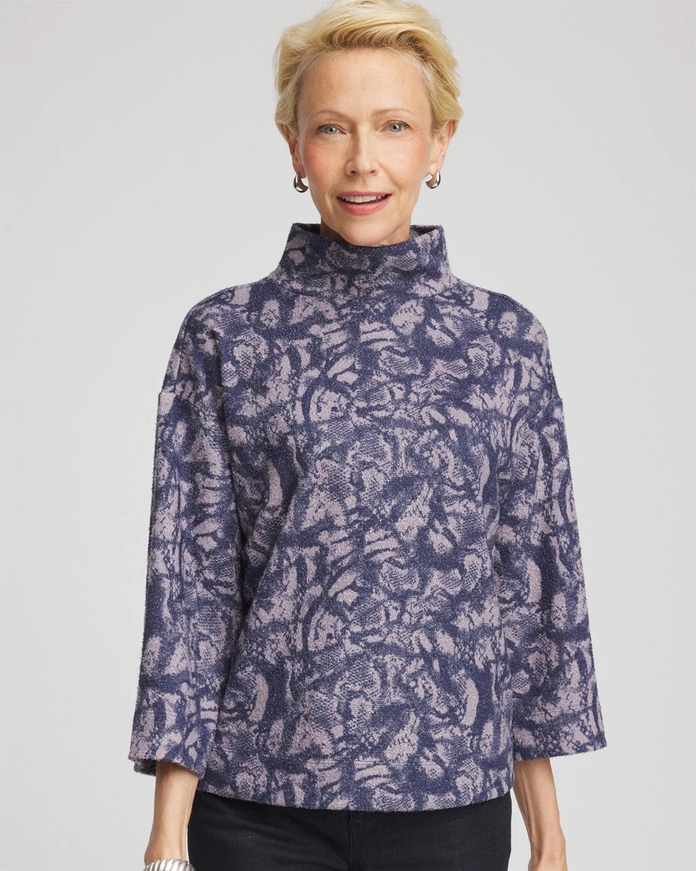 Chico's Women | Animal Cozy Turtleneck INDIGO SKY