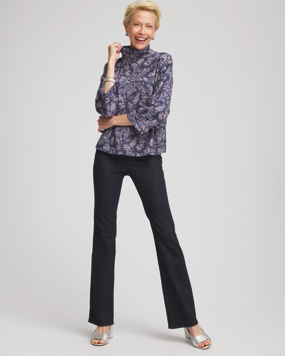 Chico's Women | Animal Cozy Turtleneck INDIGO SKY