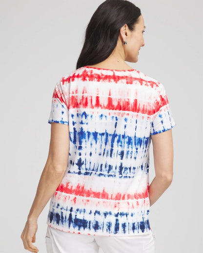 Chico's Women | Zenergy® Americana Tie-dye V-Neck Tee RED GLOW