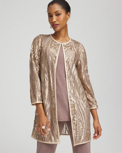 Chico's Women | Travelers™ Collection Champagne Sequins Jacket CHAMPAGNE