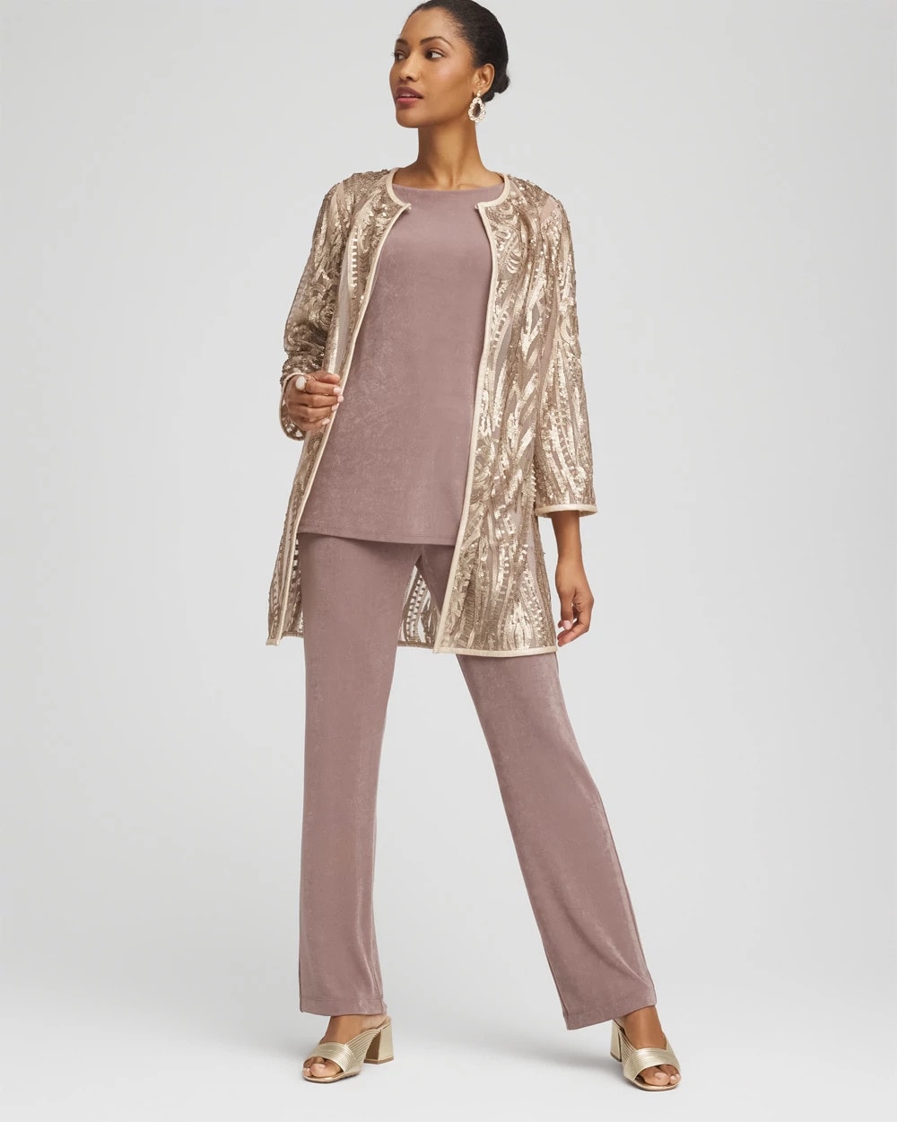 Chico's Women | Travelers™ Collection Champagne Sequins Jacket CHAMPAGNE