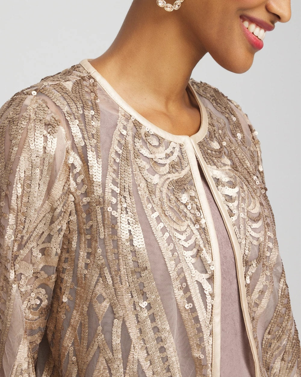 Chico's Women | Travelers™ Collection Champagne Sequins Jacket CHAMPAGNE
