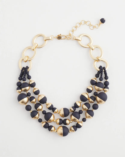 Chico's Women | Gold & Navy Bead Necklace NAVY