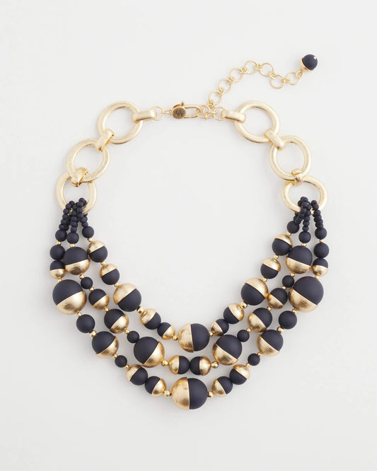 Chico's Women | Gold & Navy Bead Necklace NAVY