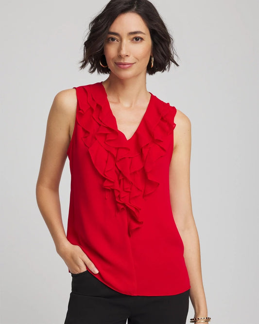 Chico's Women | Satin Ruffle Tank CARMINE RED
